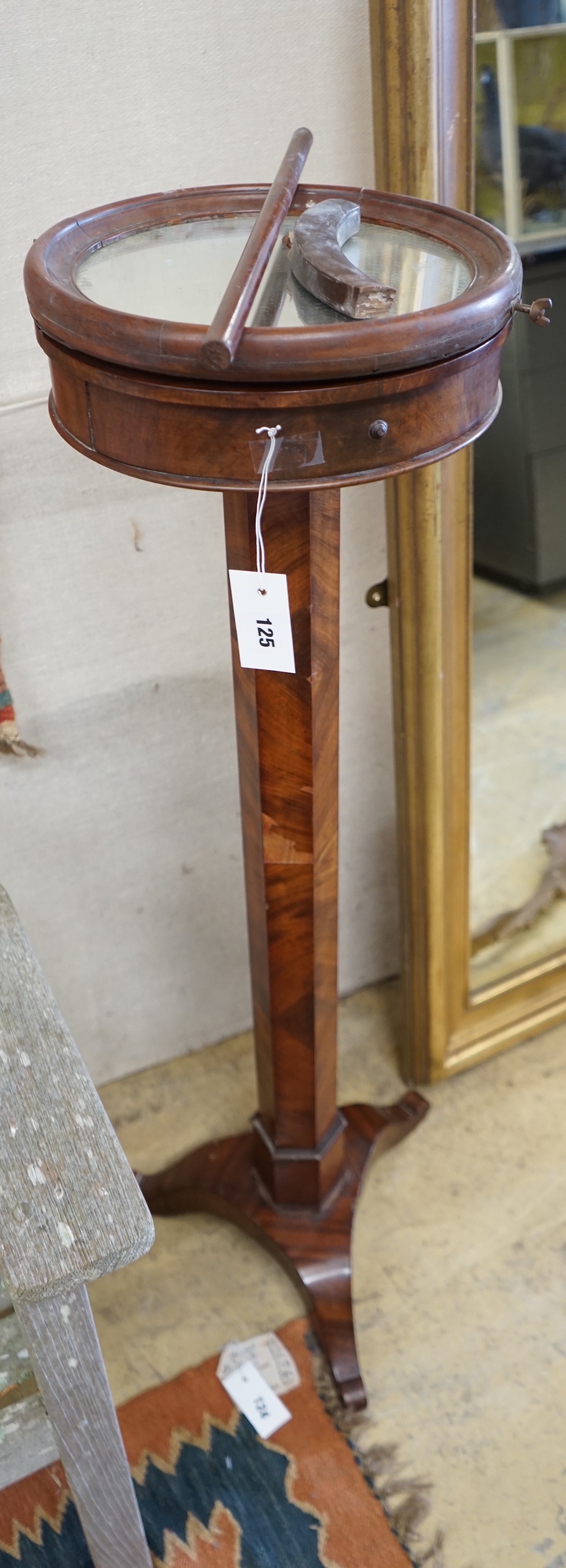 A Victorian mahogany shaving stand in need of restoration